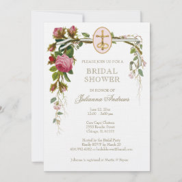 Elegantes Brautparty Katholische Rose Einladung