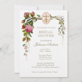 Elegantes Brautparty Katholische Rose Einladung