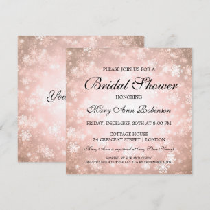 Elegantes Brautparty Kupfer Winter Wonderland Einladung