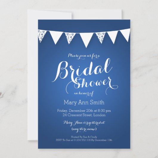 Elegantes Brautparty Liebe Bunting Einladung (Vorderseite)