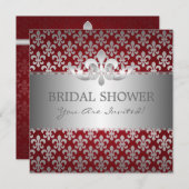 Elegantes Brautparty-Lilien-Rot Einladung (Vorne/Hinten)