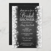 Elegantes Brautparty Magic Sparkle Schwarz Einladung (Vorne/Hinten)