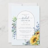 Elegantes Brautparty mit blauen Gelbblüten Einladung (Vorderseite)