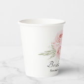 Elegantes Brautparty mit Blumen Rosa Rose Pappbecher (Vorderseite)
