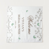 Elegantes Brautparty mit Blumen und Schmetterlinge Wandteppich (Vorderseite (Horizontal))