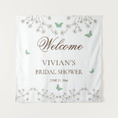 Elegantes Brautparty mit Blumen und Schmetterlinge Wandteppich (Vorderseite)