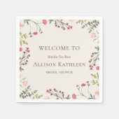 Elegantes Brautparty mit Blumenrosa und Grün Serviette (Vorderseite)