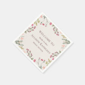 Elegantes Brautparty mit Blumenrosa und Grün Serviette (Ecke)