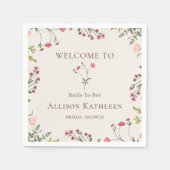 Elegantes Brautparty mit Blumenrosa und Grün Serviette (Vorderseite)