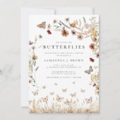 Elegantes Brautparty mit Blumenschmetterlingen Einladung (Vorderseite)