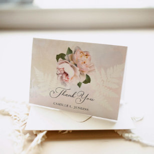 Elegantes Brautparty mit blush-Blume Dankeskarte