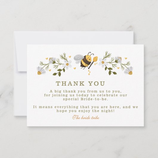 Elegantes Brautparty mit Blütenbienen Dankeskarte (Vorderseite)