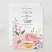 Elegantes Brautparty mit Blütenfarbe Einladung (Vorderseite)