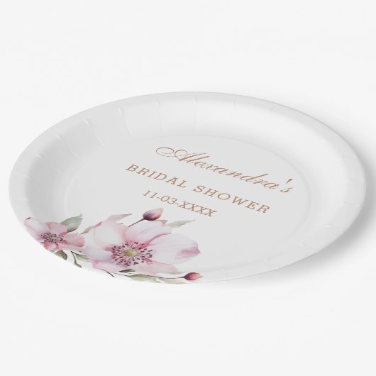 Elegantes Brautparty mit Blütenrot Rosen Pappteller (Schrägansicht)