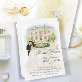 Elegantes Brautparty mit Braut und Bräutigam Einladung