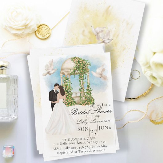 Elegantes Brautparty mit Braut und Gazebo Einladung