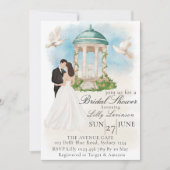 Elegantes Brautparty mit Braut und Gazebo Einladung (Vorderseite)