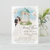 Elegantes Brautparty mit Braut und Gazebo Einladung (Stehend Vorderseite)