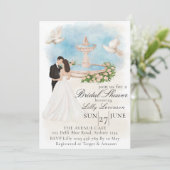 Elegantes Brautparty mit Bride & Groom Fountain Einladung (Stehend Vorderseite)