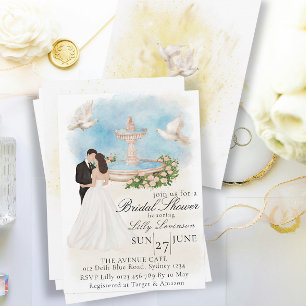 Elegantes Brautparty mit Bride & Groom Fountain Einladung