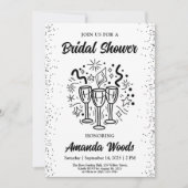 Elegantes Brautparty mit Champagnerbrille Einladung (Vorderseite)