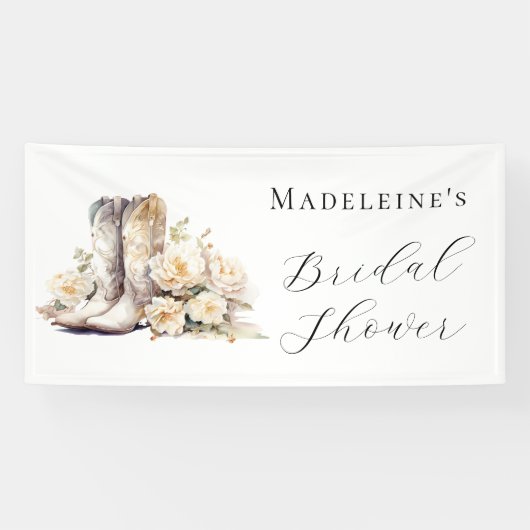 Elegantes Brautparty mit floralen Wasserfarben Banner (Horizontal)