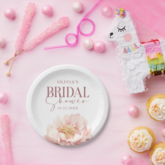 Elegantes Brautparty mit floralen Wasserfarben Pappteller (Party)