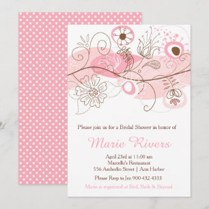 Elegantes Brautparty mit floraler Drehung in Rosa Einladung