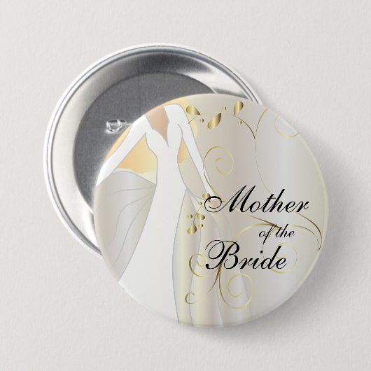 Elegantes Brautparty mit Goldakzenten Button (Vorne & Hinten)