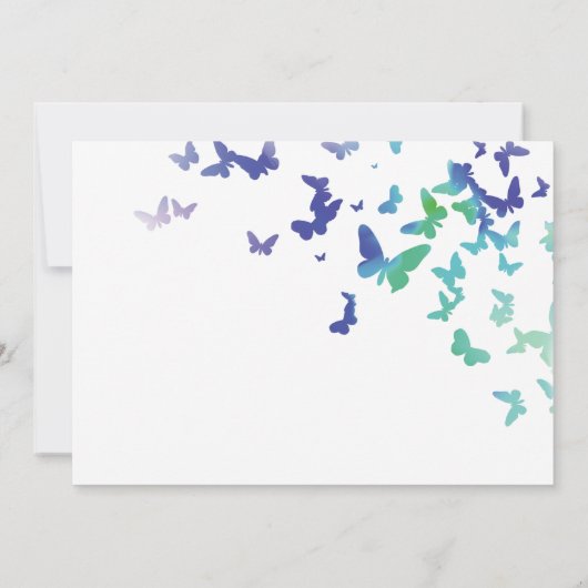 Elegantes Brautparty mit grünen und blauen Schmett Einladung (Rückseite)