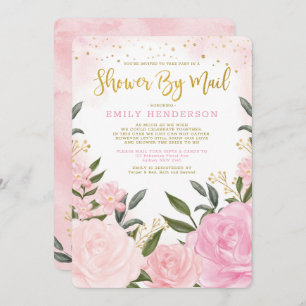 Elegantes Brautparty mit Mail Rosa Blütenfarbe Einladung