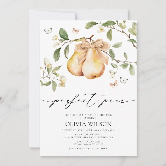 Elegantes Brautparty mit perfektem Vollpear Einladung (Vorderseite)