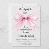 Elegantes Brautparty mit rosa Bow Einladung (Vorderseite)