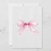 Elegantes Brautparty mit rosa Bow Einladung (Rückseite)
