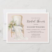 Elegantes Brautparty mit rosafarbenem Sessel Einladung (Vorderseite)