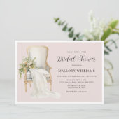 Elegantes Brautparty mit rosafarbenem Sessel Einladung (Stehend Vorderseite)