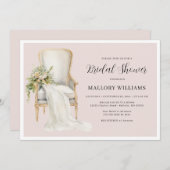 Elegantes Brautparty mit rosafarbenem Sessel Einladung (Vorne/Hinten)