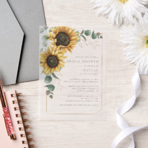 Elegantes Brautparty mit Sonnenblumen Pergament Einladungen