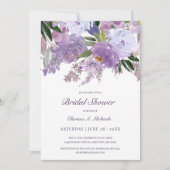 Elegantes Brautparty mit violetten Wasserfarben Einladung (Vorderseite)