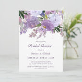 Elegantes Brautparty mit violetten Wasserfarben Einladung (Stehend Vorderseite)