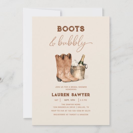 Elegantes Brautparty mit Wasserfarben Einladung (Vorderseite)