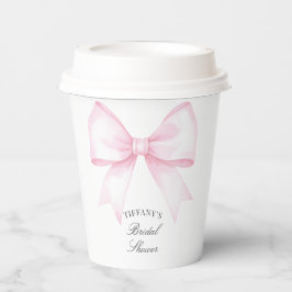 Elegantes Brautparty mit weichrosa Blush Ribbon Pappbecher