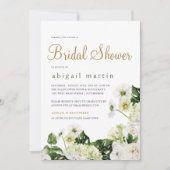 Elegantes Brautparty mit weißer Blumen Einladung (Vorderseite)