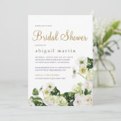 Elegantes Brautparty mit weißer Blumen Einladung (Stehend Vorderseite)