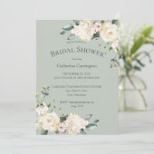 Elegantes Brautparty mit weißer Flora Einladung (Stehend Vorderseite)