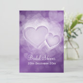 Elegantes Brautparty Moderne Herzen Lila Einladung (Stehend Vorderseite)