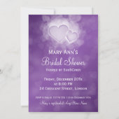 Elegantes Brautparty Moderne Herzen Lila Einladung (Rückseite)