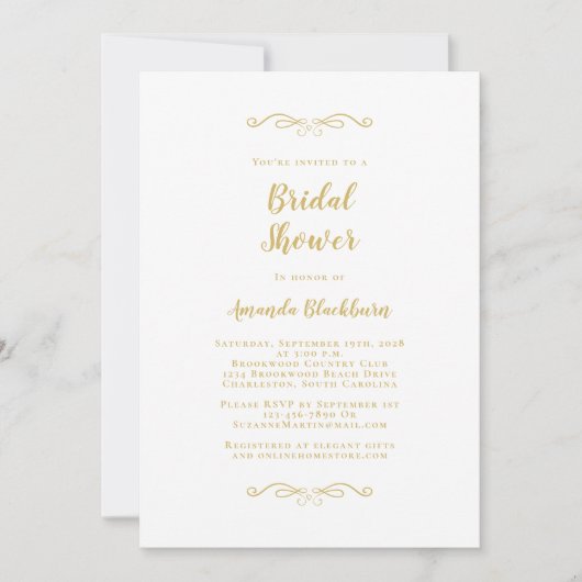 Elegantes Brautparty Moderne Script Hochzeiten Gol Einladung (Vorderseite)