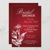 Elegantes Brautparty Mohnrot Einladung (Vorne/Hinten)