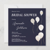 Elegantes Brautparty Navy White Einladung (Vorderseite)